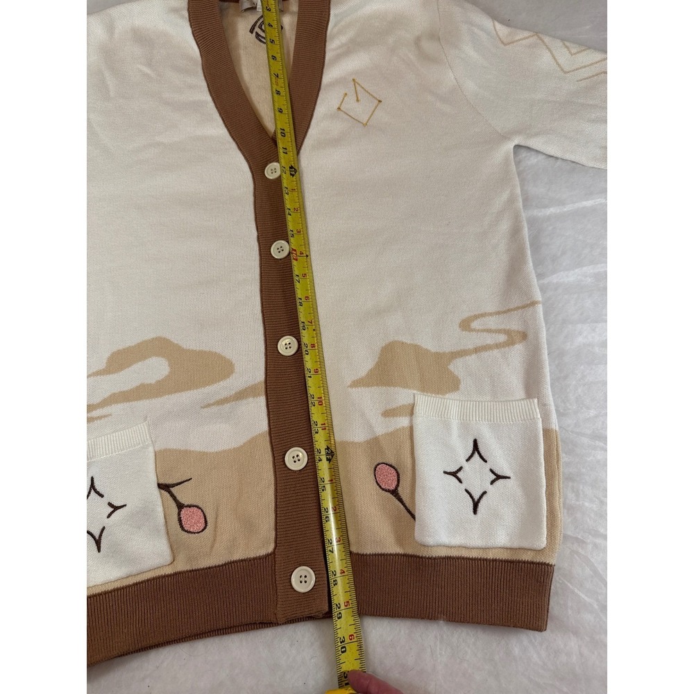Genshin Impact flowers zhongli cotton embroidered Cardigan Cream Tan Medium - Picture 15 of 16